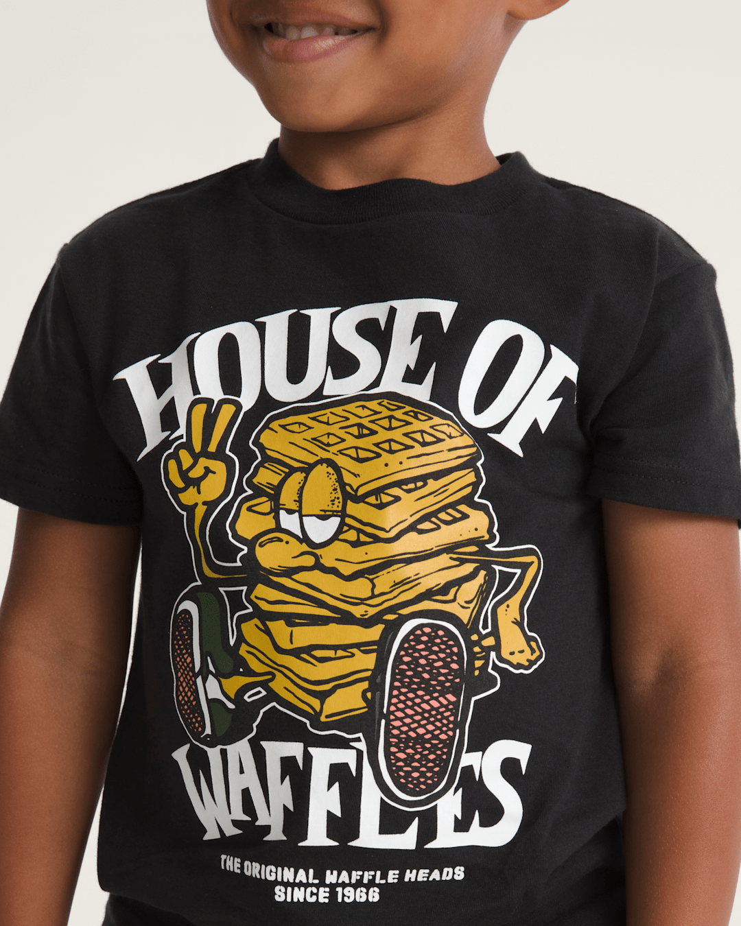 Vans Little Kids House Of Waffles T-Shirt in Black
