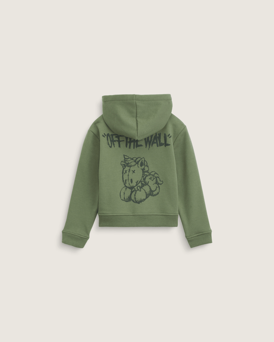 Vans Little Kids Unicorn Zip Hoodie in Pine Forest Green