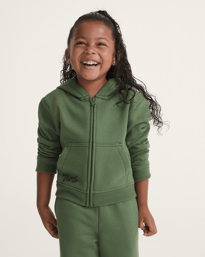 Vans Little Kids Unicorn Zip Hoodie in Pine Forest Green