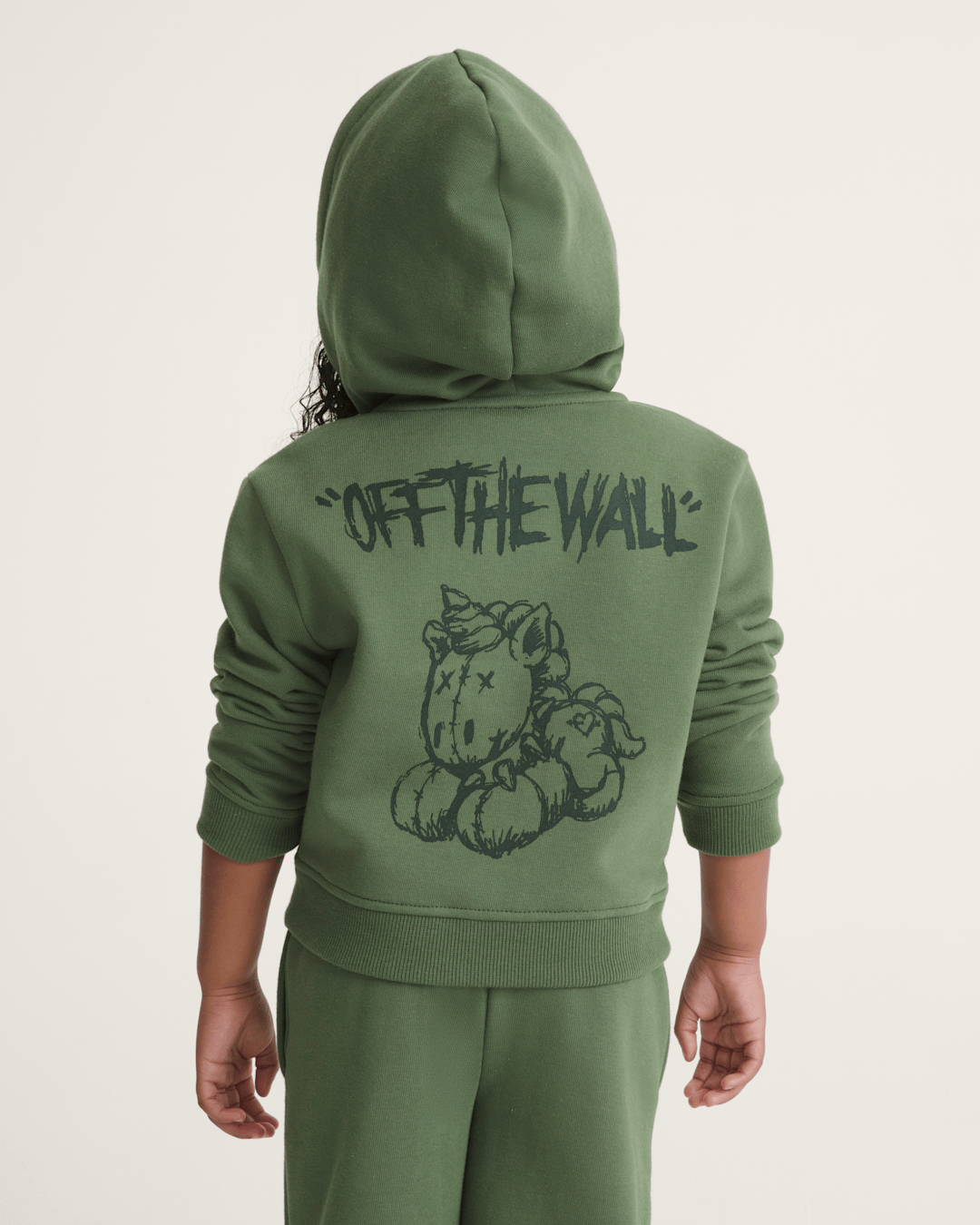 Vans Little Kids Unicorn Zip Hoodie in Pine Forest Green