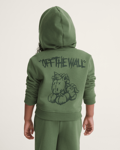 Vans Little Kids Unicorn Zip Hoodie in Pine Forest Green