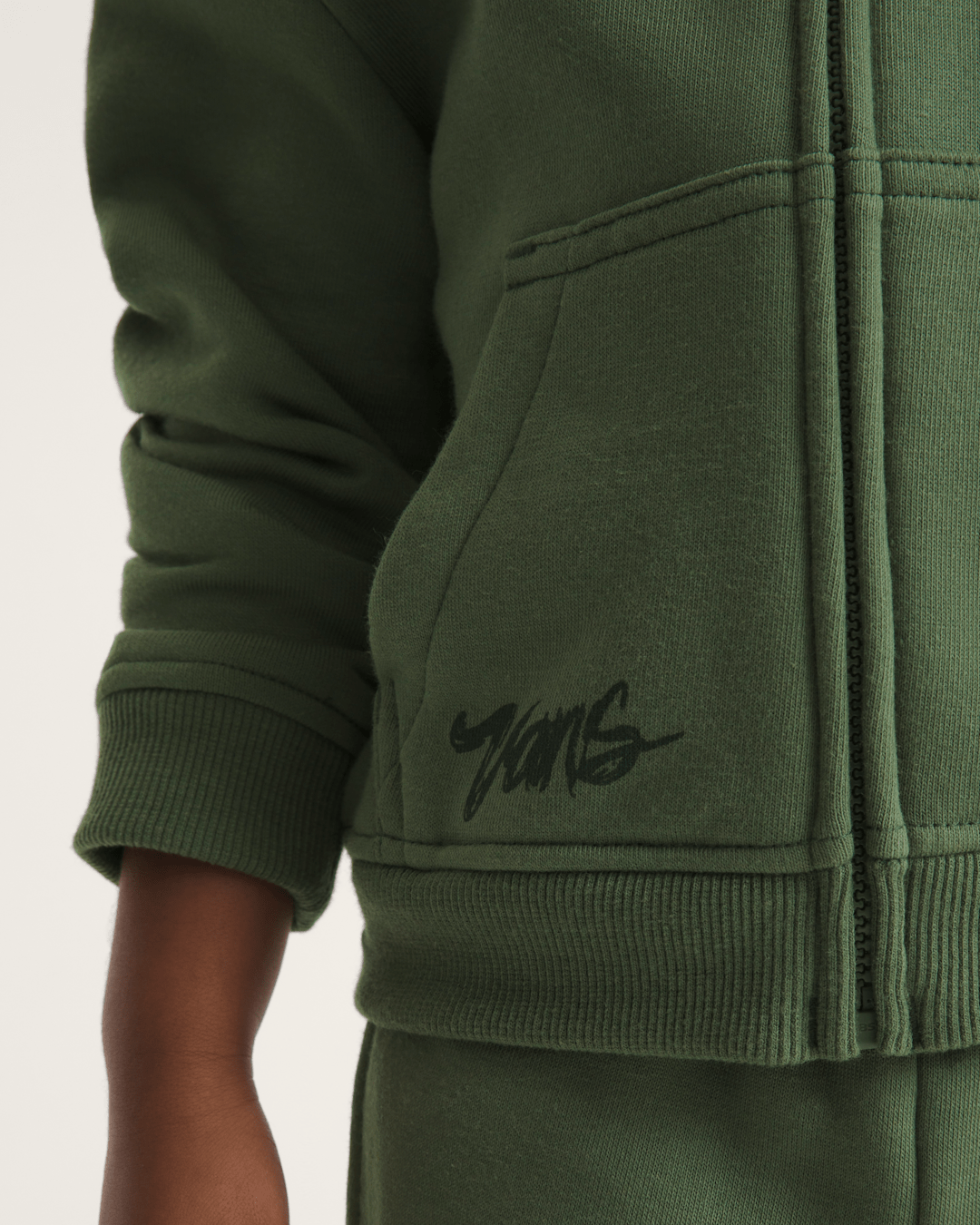 Vans Little Kids Unicorn Zip Hoodie in Pine Forest Green