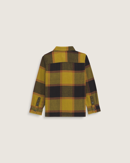 Vans Little Kids Larkspur Plaid Flannel Shirt in Burnt Gold Yellow / Black