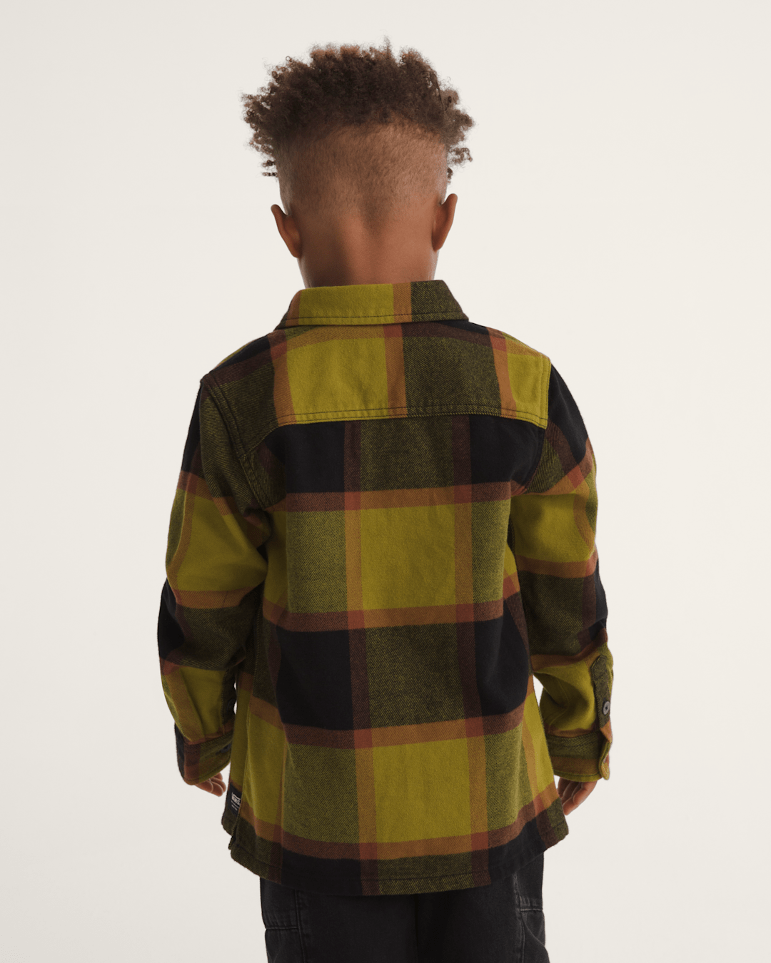 Vans Little Kids Larkspur Plaid Flannel Shirt in Burnt Gold Yellow / Black