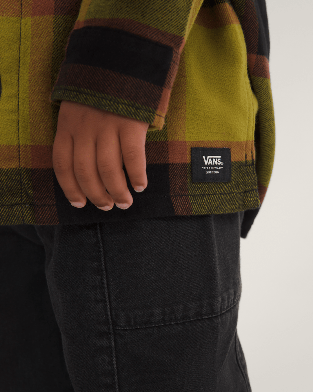 Vans Little Kids Larkspur Plaid Flannel Shirt in Burnt Gold Yellow / Black