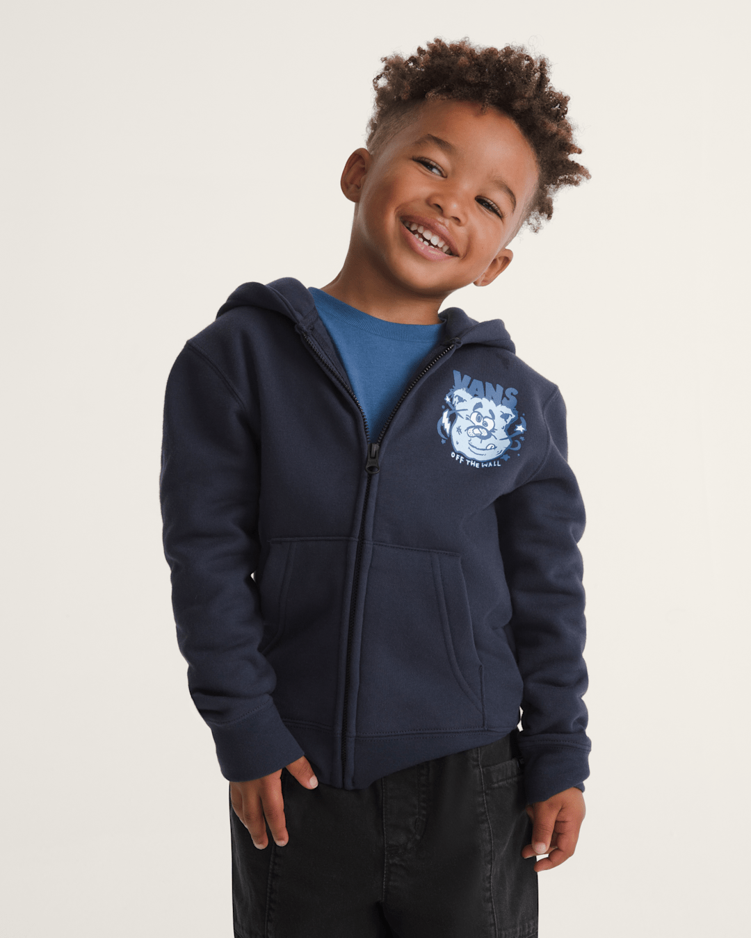 Vans Little Kids Dizzy Bear Zip Hoodie in Parisian Night Blue