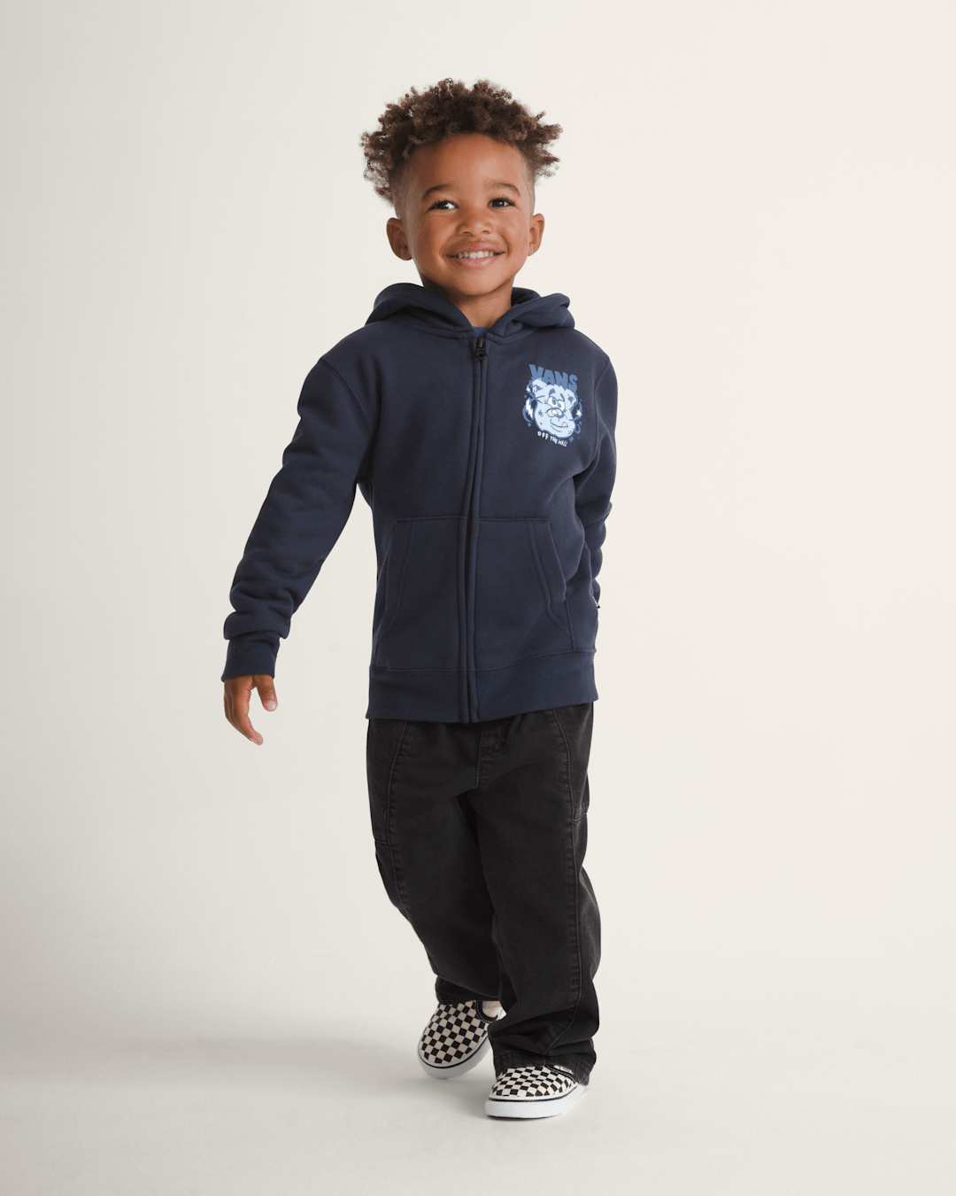 Vans Little Kids Dizzy Bear Zip Hoodie in Parisian Night Blue
