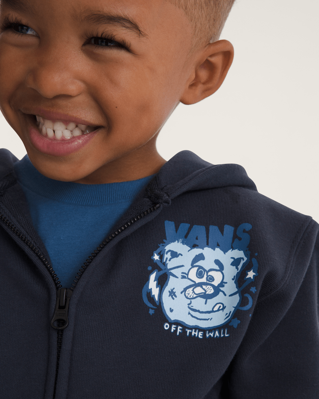Vans Little Kids Dizzy Bear Zip Hoodie in Parisian Night Blue