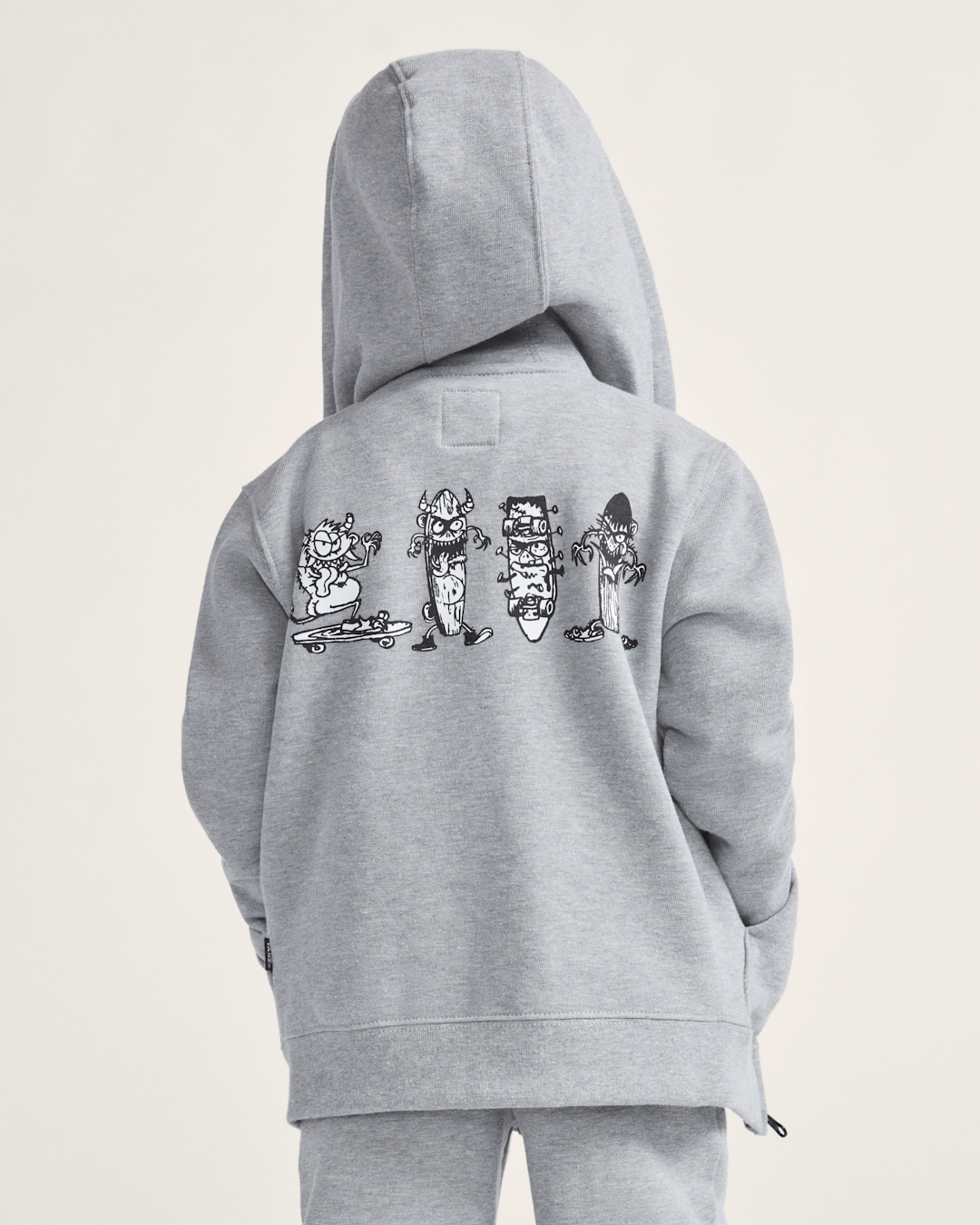 Vans Little Kids Sk8 Posse Zip Hoodie in Cement Heather Grey