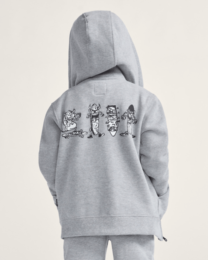 Vans Little Kids Sk8 Posse Zip Hoodie in Cement Heather Grey