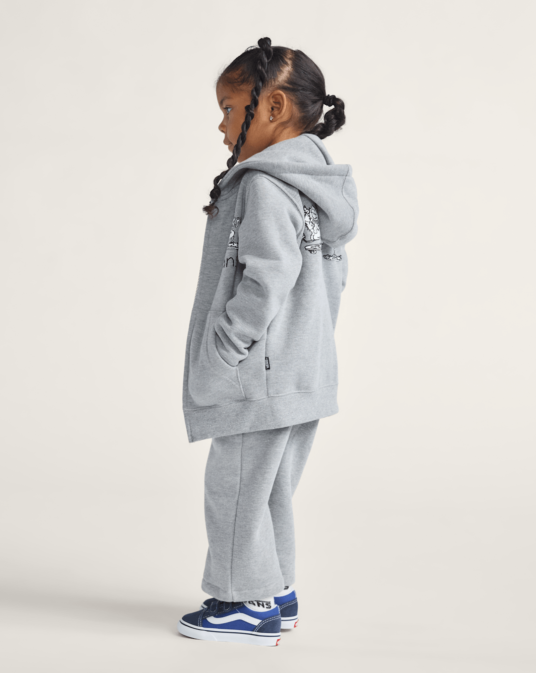Vans Little Kids Sk8 Posse Zip Hoodie in Cement Heather Grey
