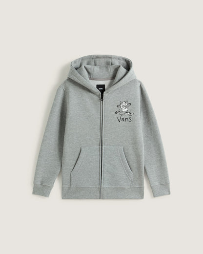 Vans Little Kids Sk8 Posse Zip Hoodie in Cement Heather Grey