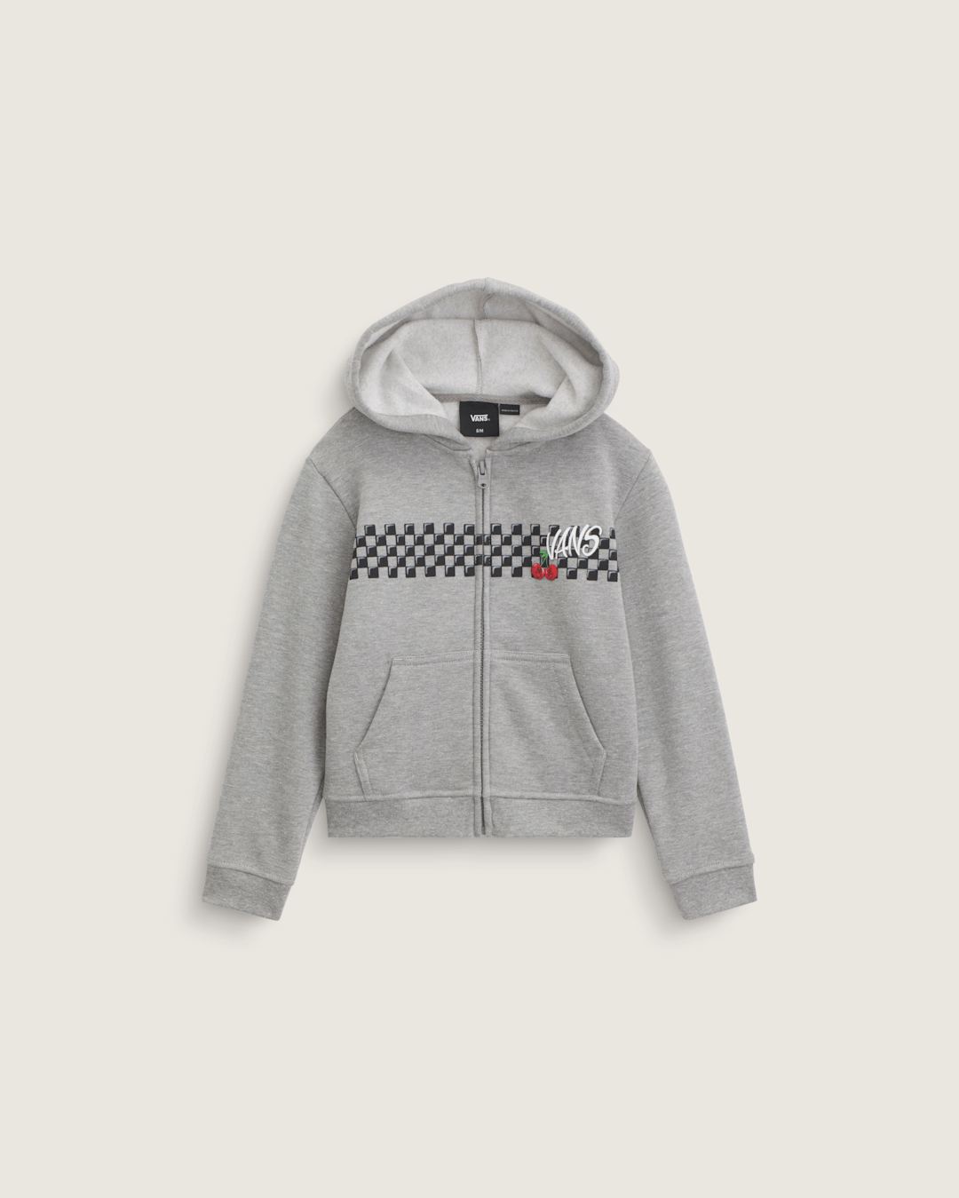 Vans Little Kids Checker Cherries Pullover Hoodie in Cement Heather Grey