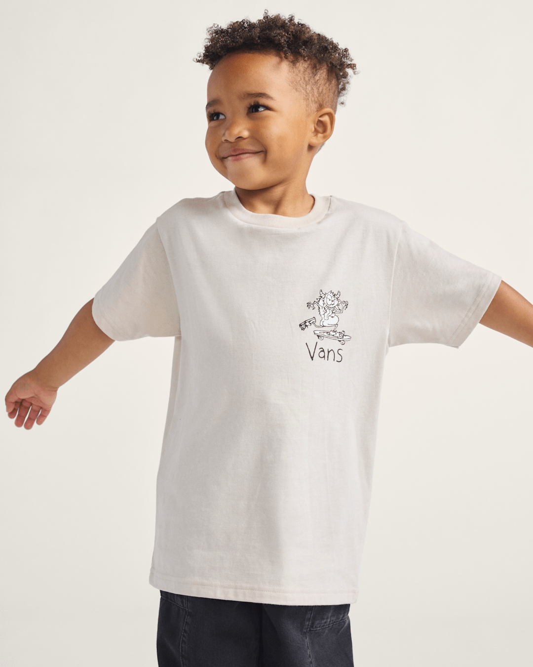 Vans Little Kids Sk8 Posse T-Shirt in Taupe Mist Grey