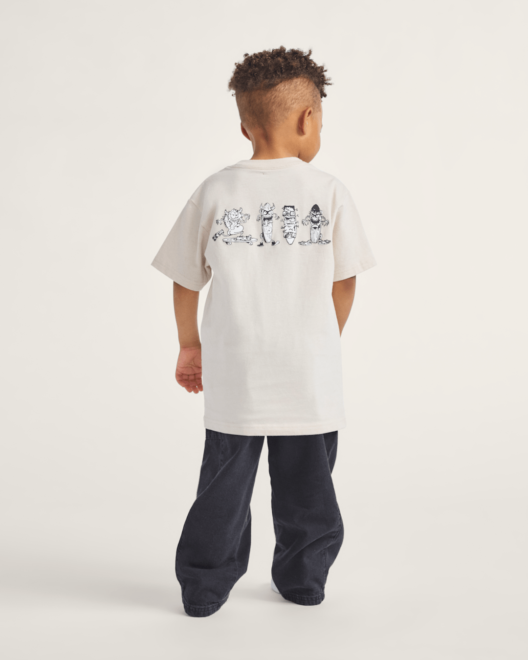 Vans Little Kids Sk8 Posse T-Shirt in Taupe Mist Grey