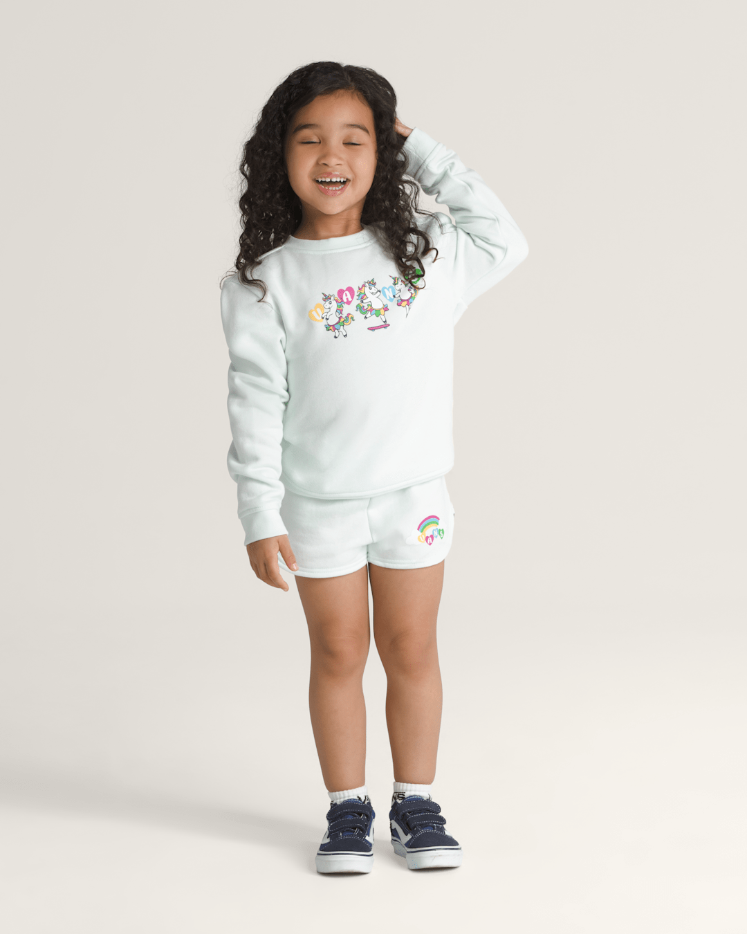 Vans Little Kids Chasse Shorts in White Mint