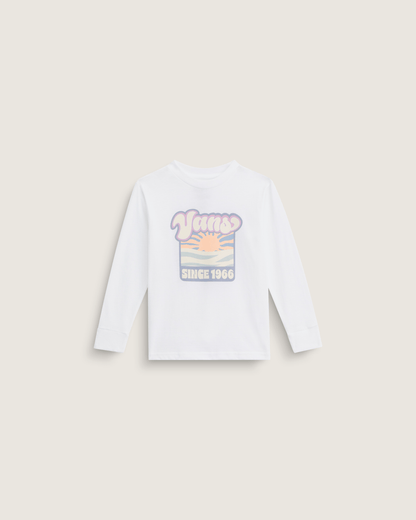 Vans Little Kids Sun Dip Long Sleeve T-Shirt in White