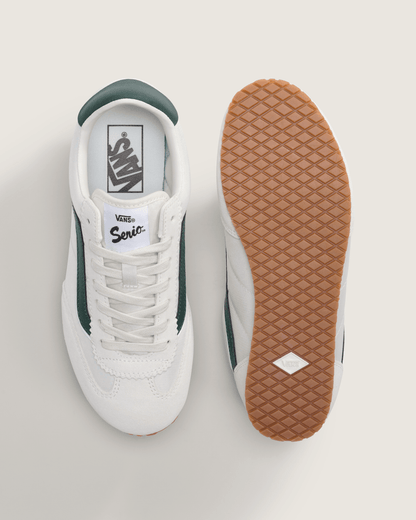 Vans Super Lowpro Shoe in Marshmallow White / Emerald Green