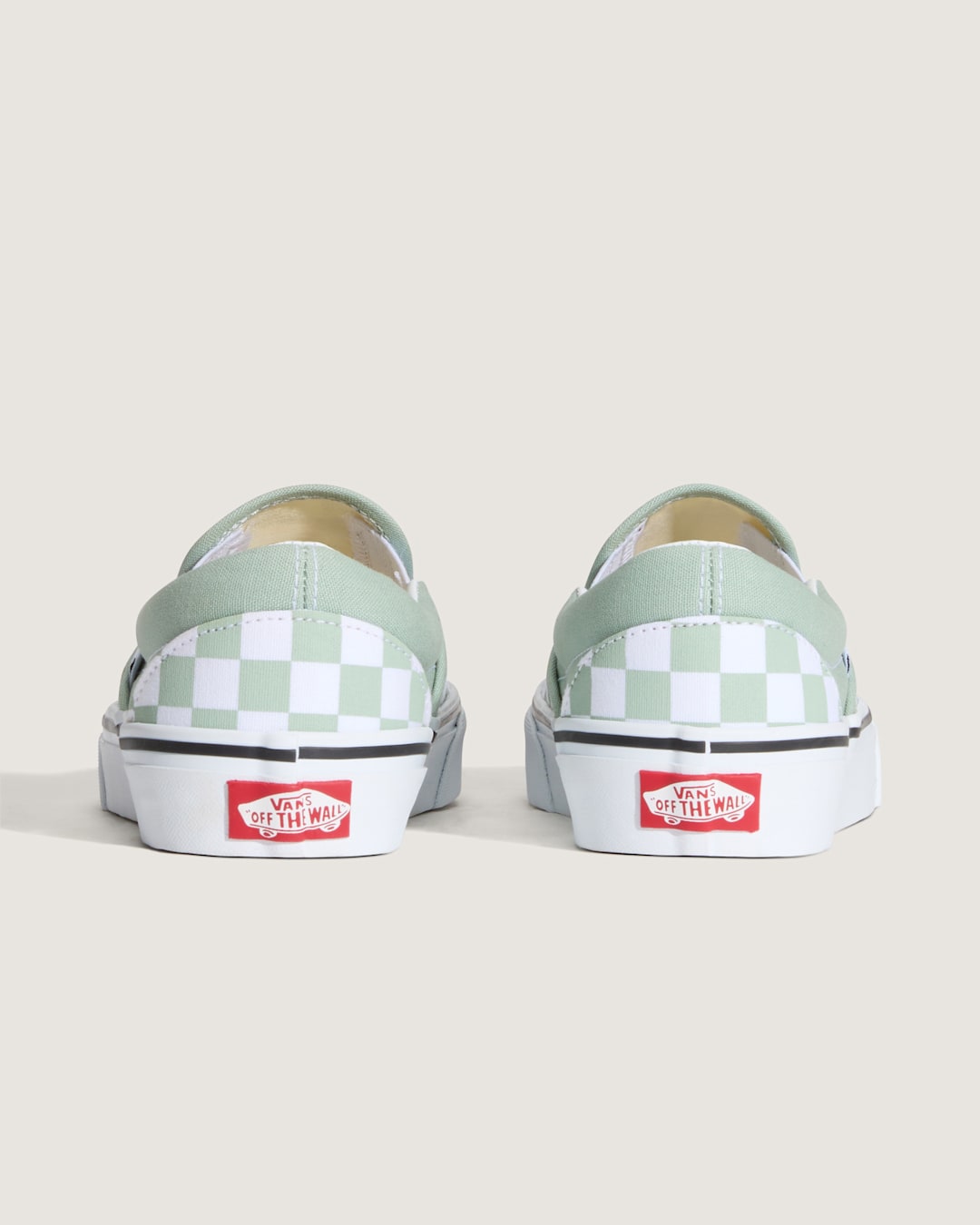 Vans Classic Slip-On Checkerboard Shoe in Grey Olive Green / White