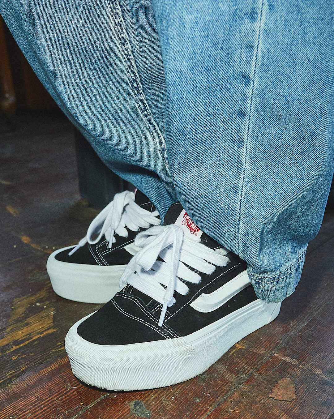 Vans Knu Stack Shoe in Black / True White
