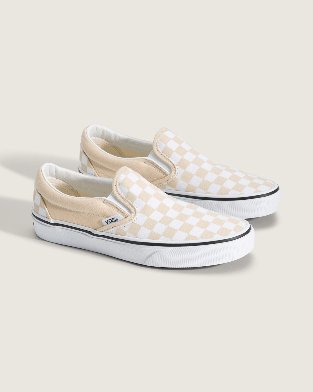 Vans Classic Slip-On Checkerboard Shoe in Checkerboard Creme Brule Beige