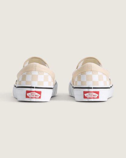 Vans Classic Slip-On Checkerboard Shoe in Checkerboard Creme Brule Beige
