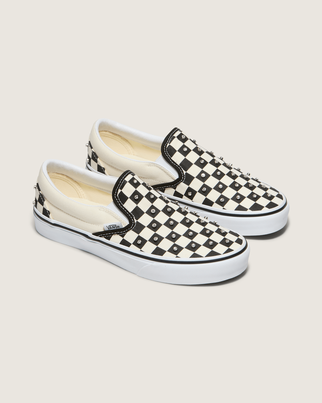 Vans Classic Slip-On Checkerboard Shoe in Black / White