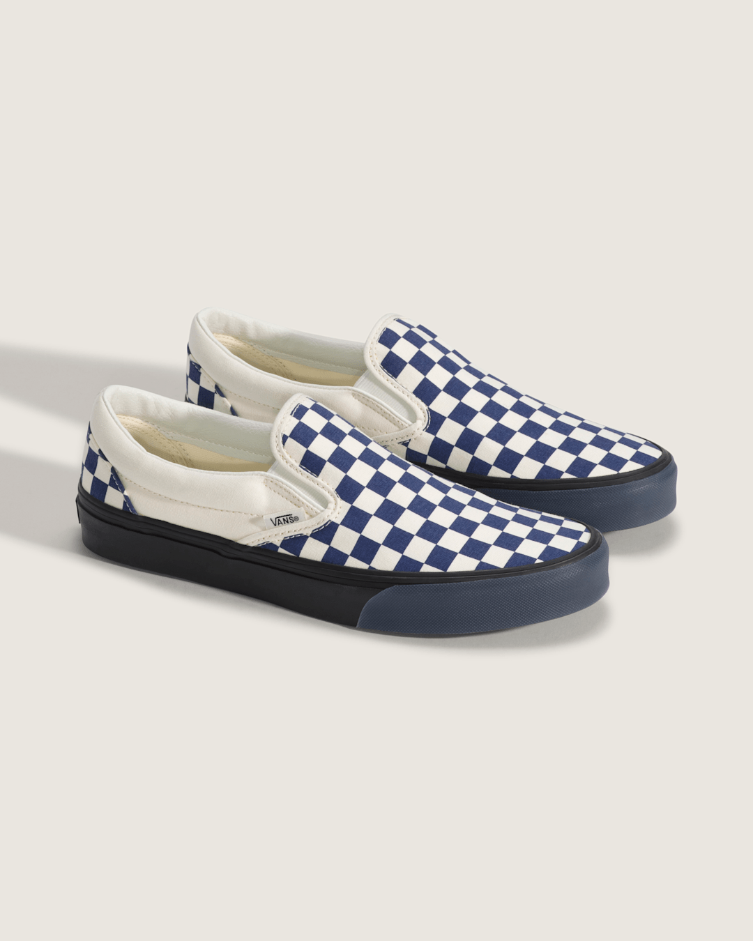 Vans Classic Slip-On Checkerboard Shoe in Checkerboard Deep Twilight Blue