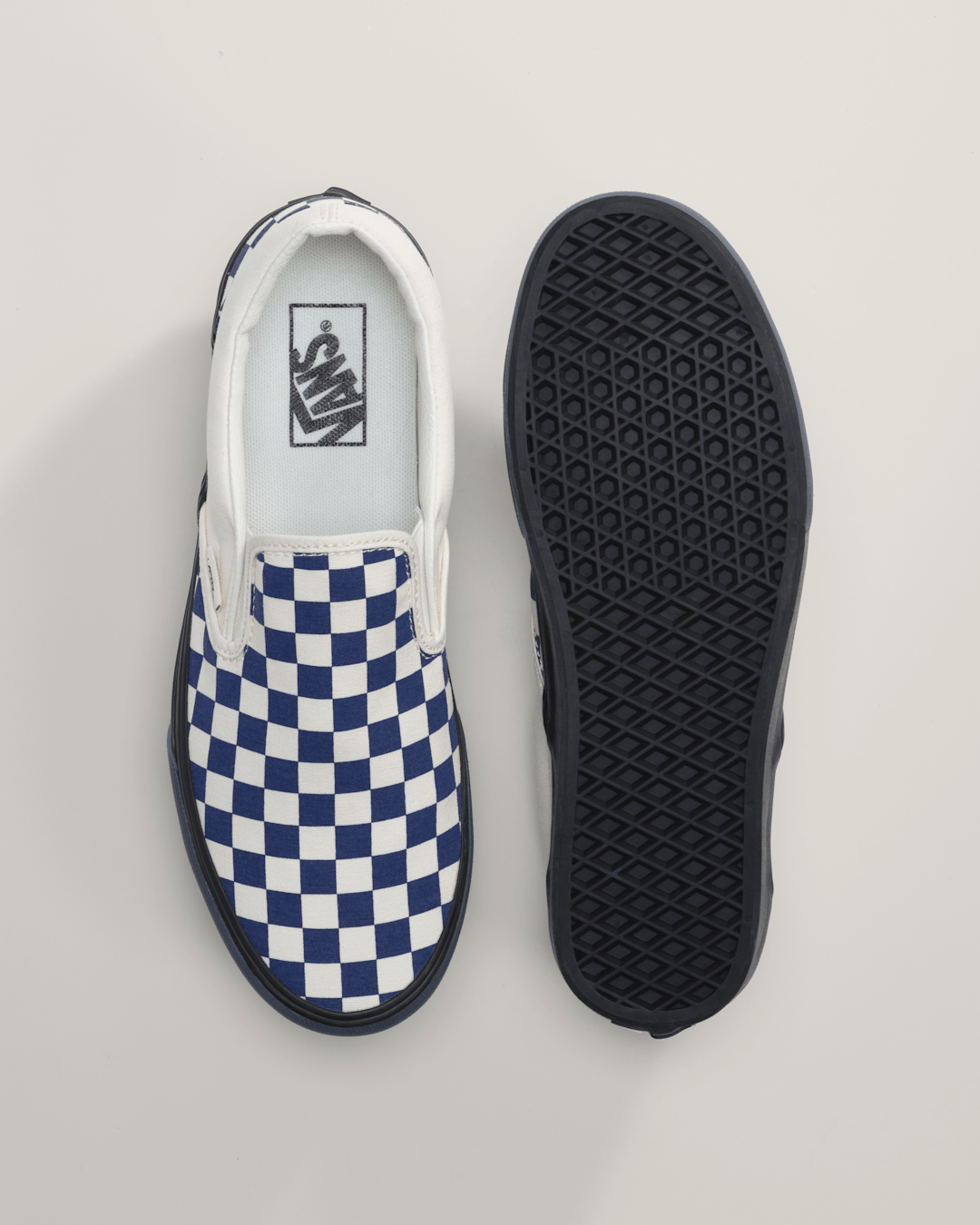 Vans Classic Slip-On Checkerboard Shoe in Checkerboard Deep Twilight Blue